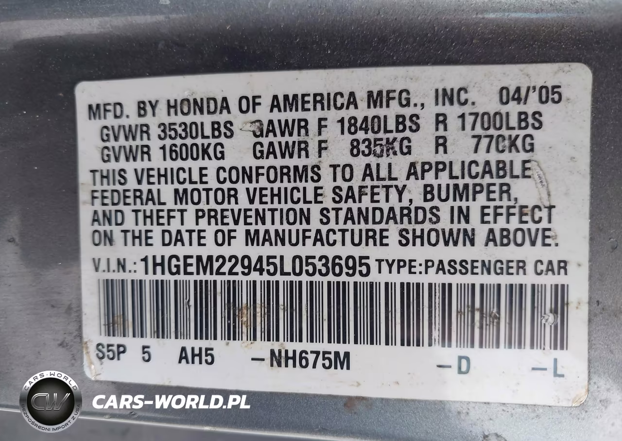 2005 Honda Civic Ex VIN:1HGEM22945L053695 - 9