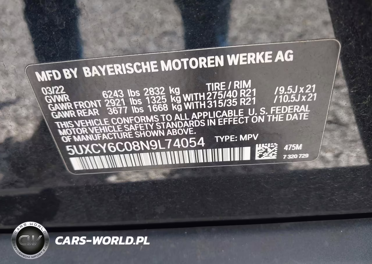 2022 BMW X6 xDrive40I VIN:5UXCY6C08N9L74054 - 9
