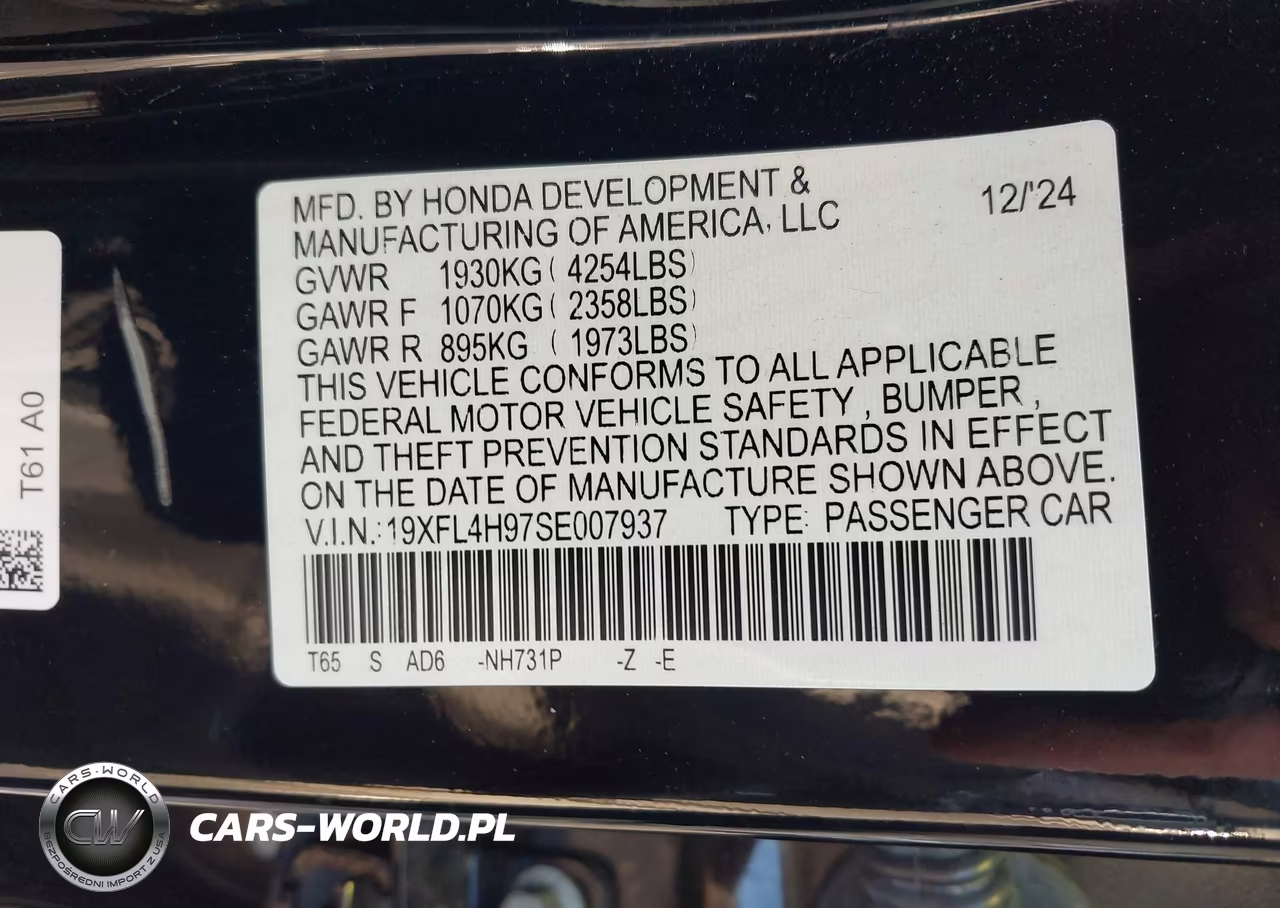 2025 Honda Civic Hybrid Sport Touring VIN:19XFL4H97SE007937 - 9