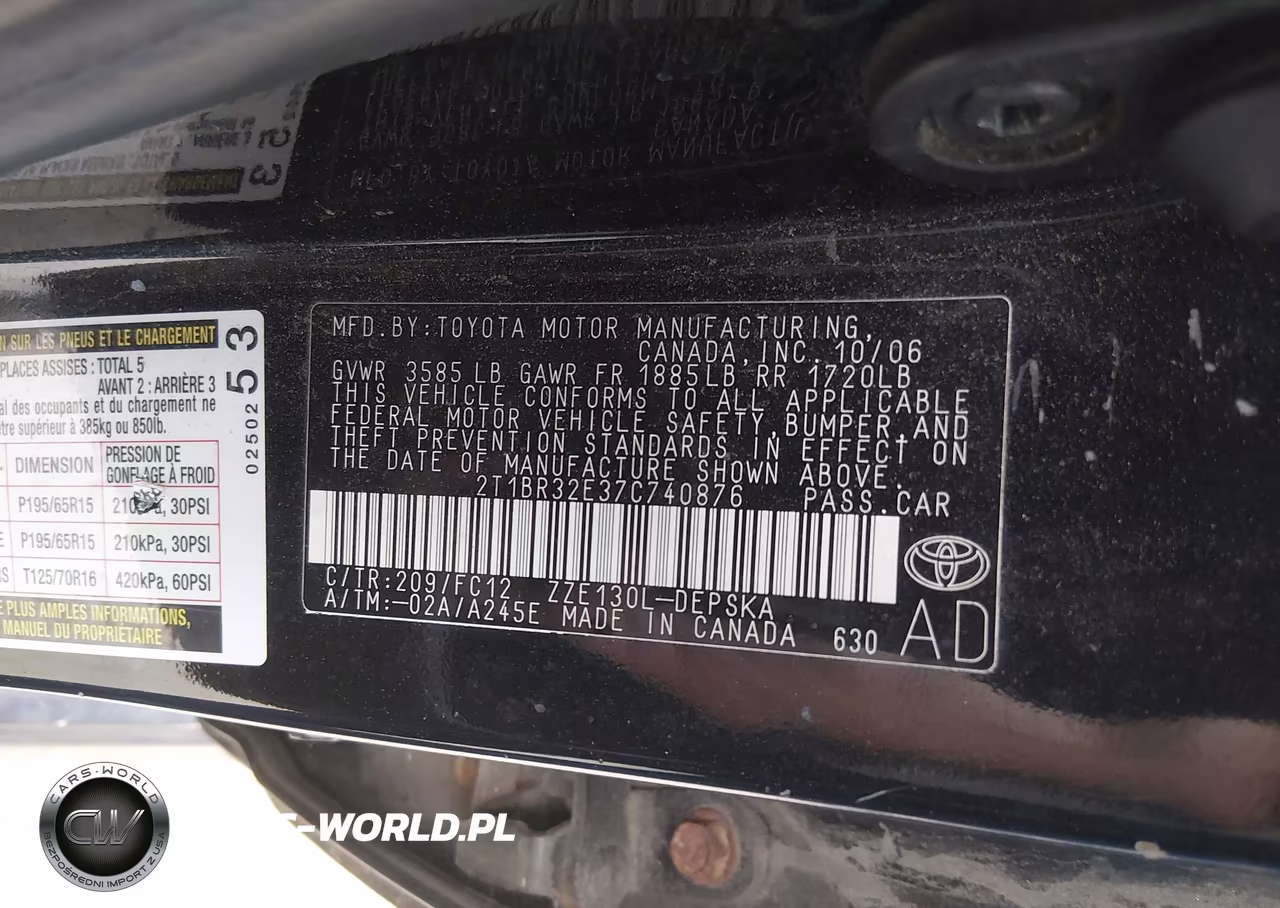 2007 Toyota Corolla S VIN:2T1BR32E37C740876 - 9