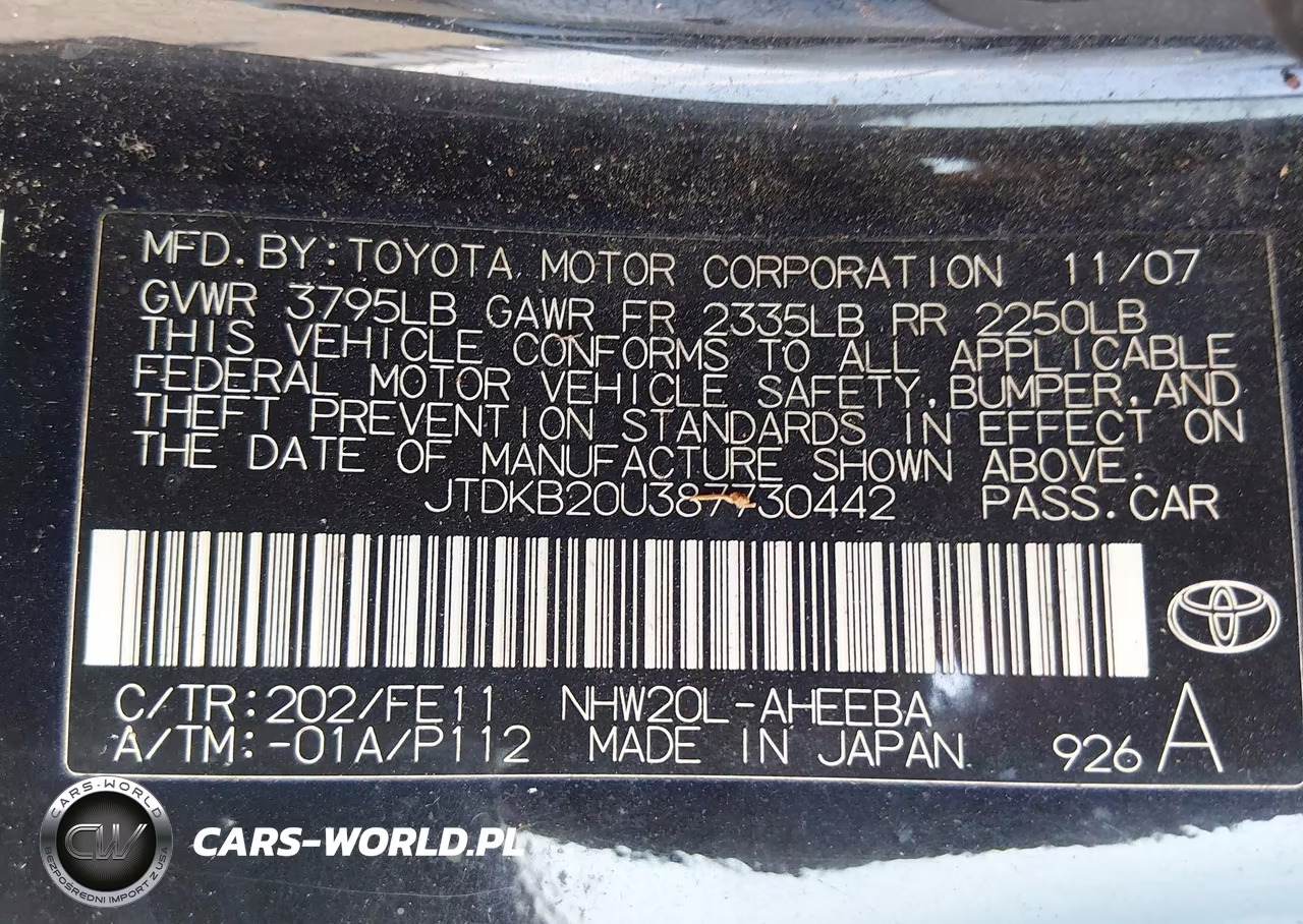 2008 Toyota Prius VIN:JTDKB20U387730442 - 9