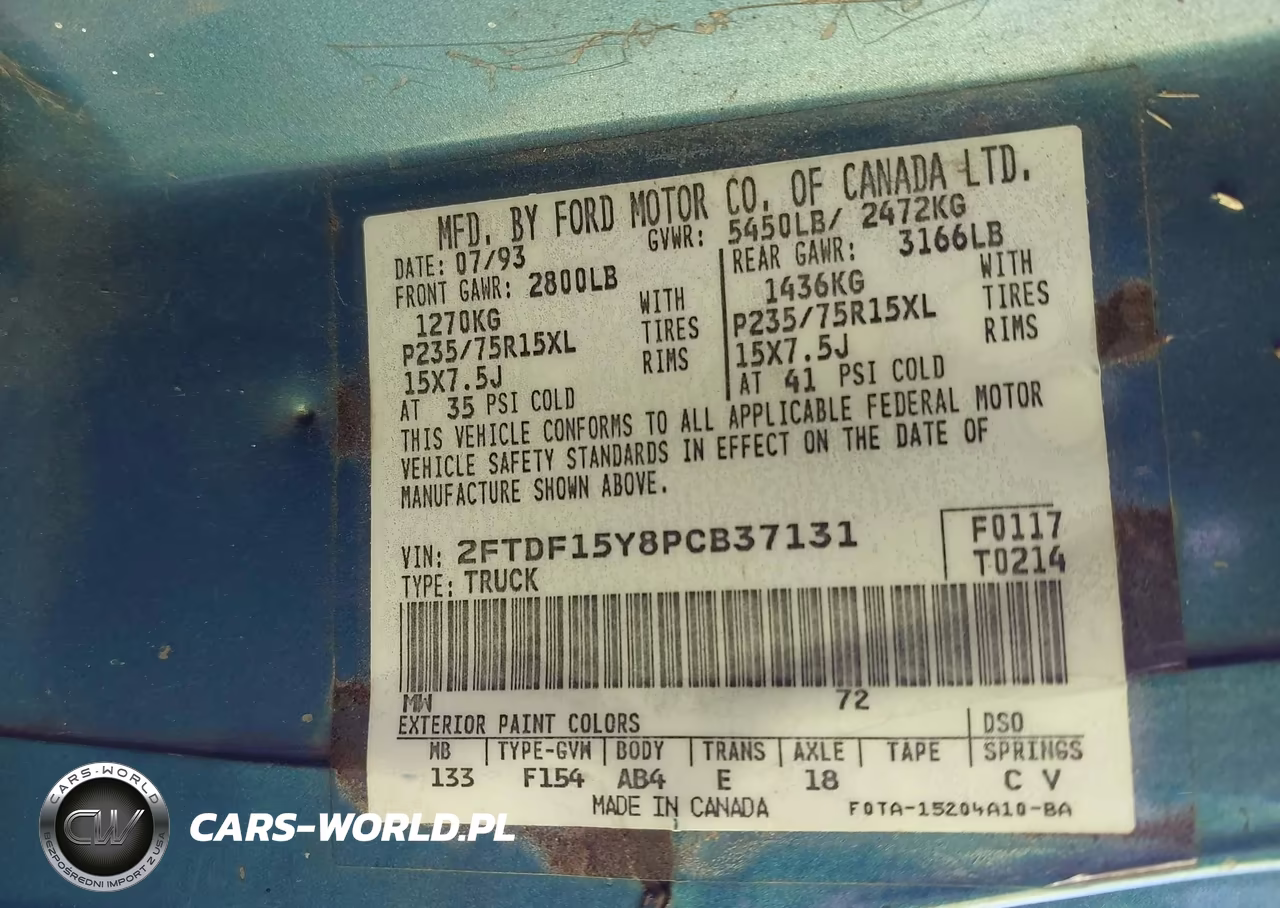 1993 Ford F150 VIN:2FTDF15Y8PCB37131 - 9