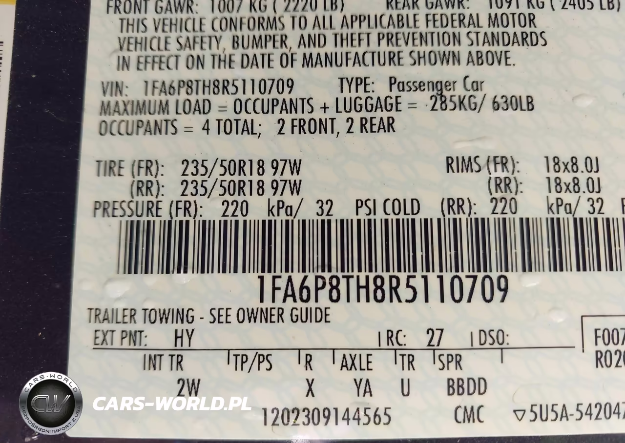2024 Ford Mustang Ecoboost Fastback VIN:1FA6P8TH8R5110709 - 9