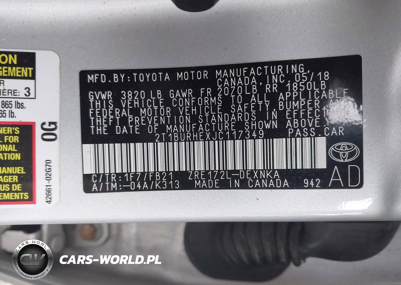 2018 Toyota Corolla Le VIN:2T1BURHEXJC117349 - 9