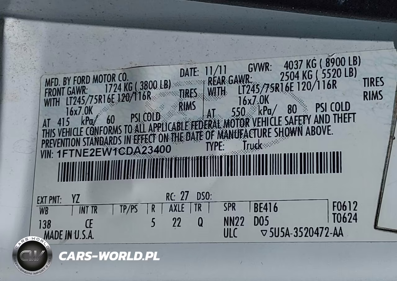 2012 Ford E-250 Commercial VIN:1FTNE2EW1CDA23400 - 9