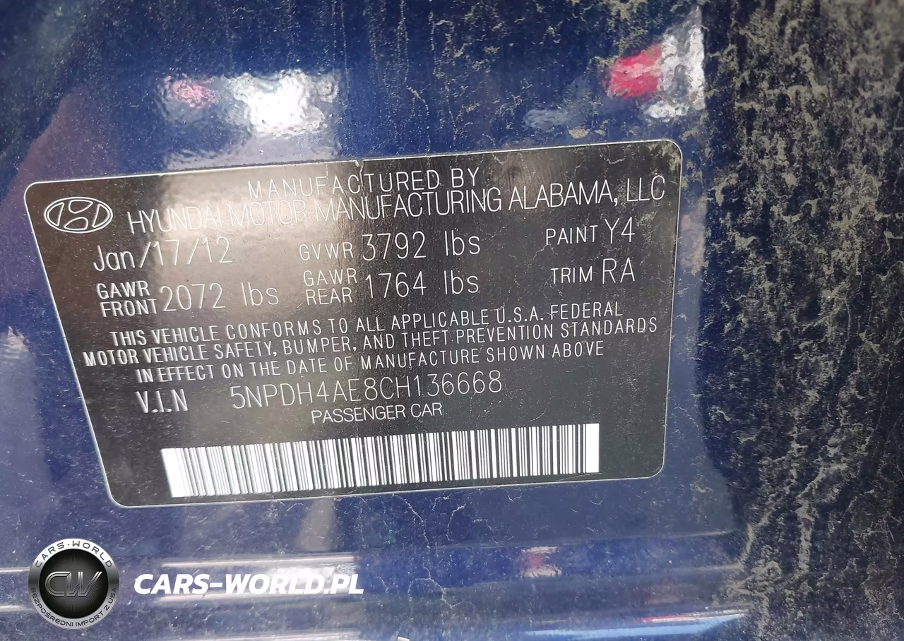 2012 Hyundai Elantra Gls VIN:5NPDH4AE8CH136668 - 9