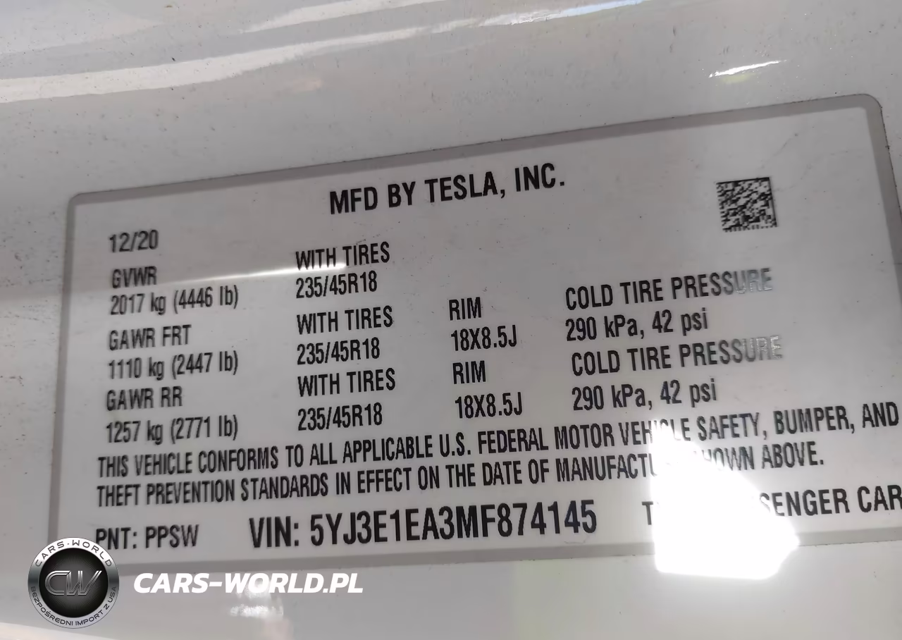 2021 Tesla Model 3 Standard Range Plus Rear-Wheel Drive VIN:5YJ3E1EA3MF874145 - 9