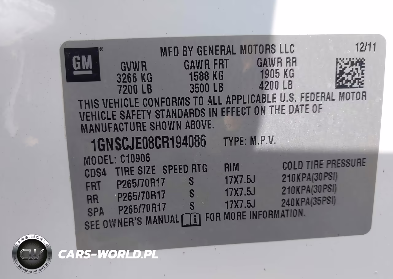 2012 Chevrolet Suburban 1500 Lt VIN:1GNSCJE08CR194086 - 9