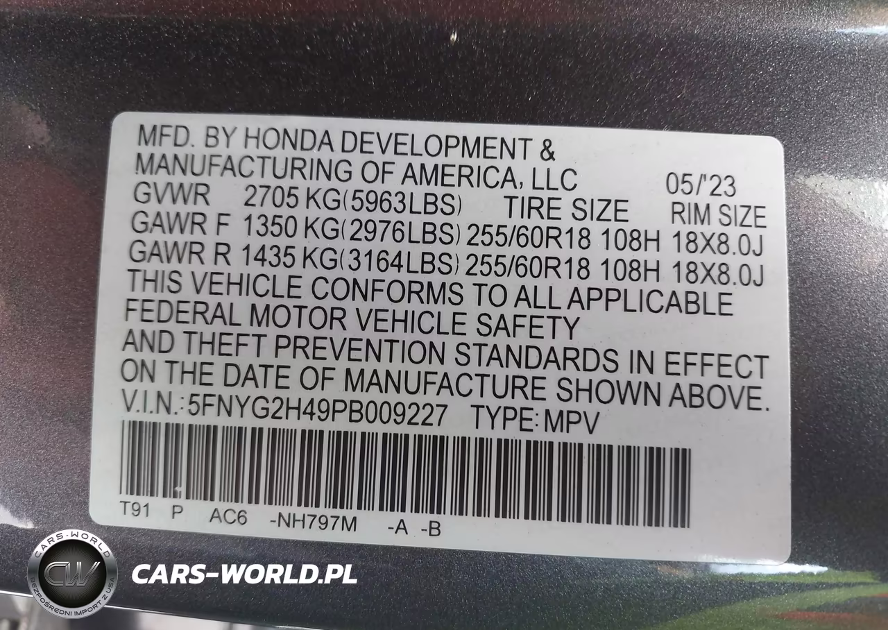 2023 Honda Pilot 2Wd Ex-L 8 Passenger VIN:5FNYG2H49PB009227 - 9