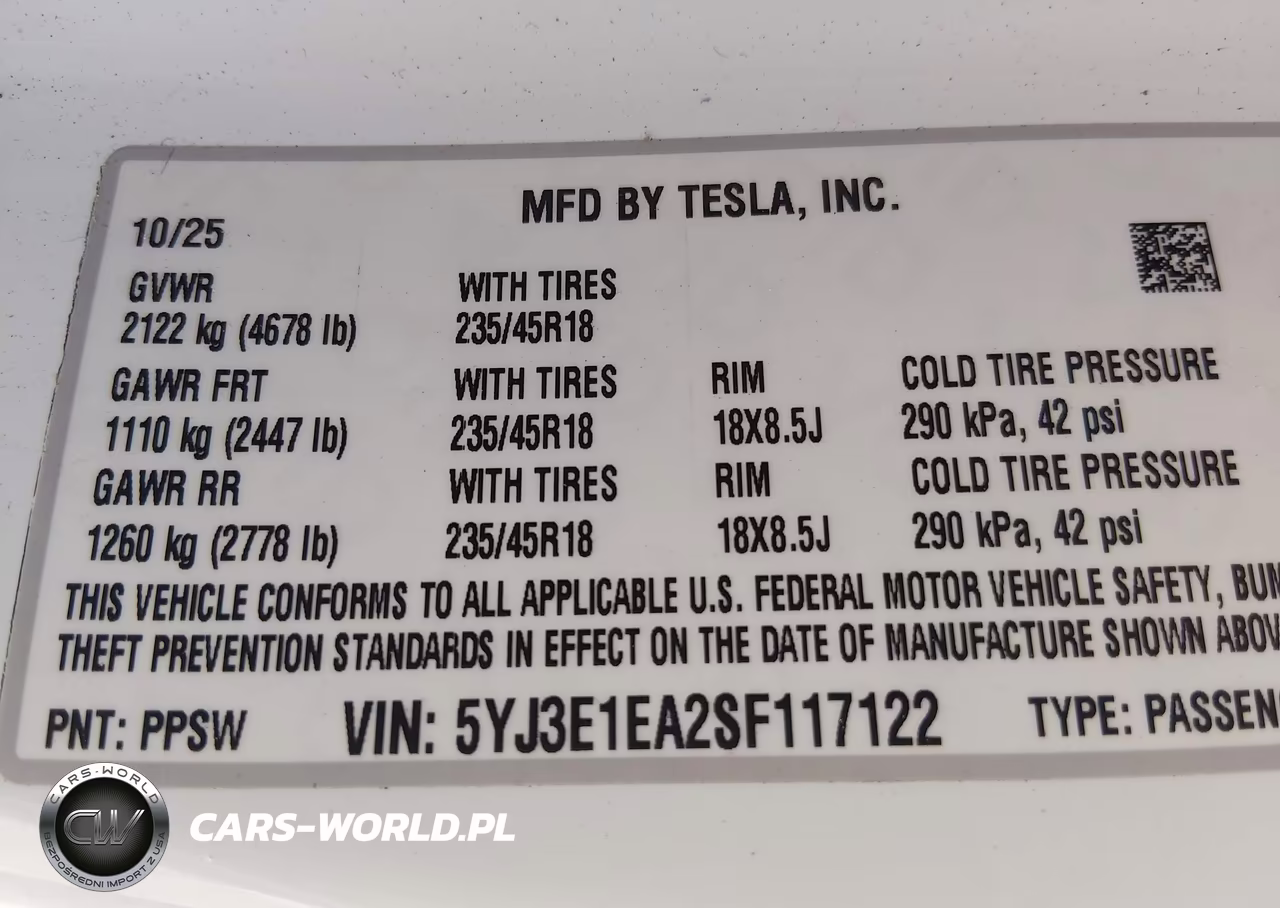 2025 Tesla Model 3 Long Range Rear-Wheel Drive-Standard Rear-Wheel Drive VIN:5YJ3E1EA2SF117122 - 9