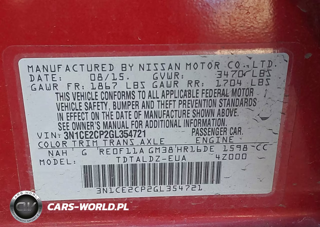 2016 Nissan Versa Note S (Sr)-S Plus-Sl-Sr-Sv VIN:3N1CE2CP2GL354721 - 9