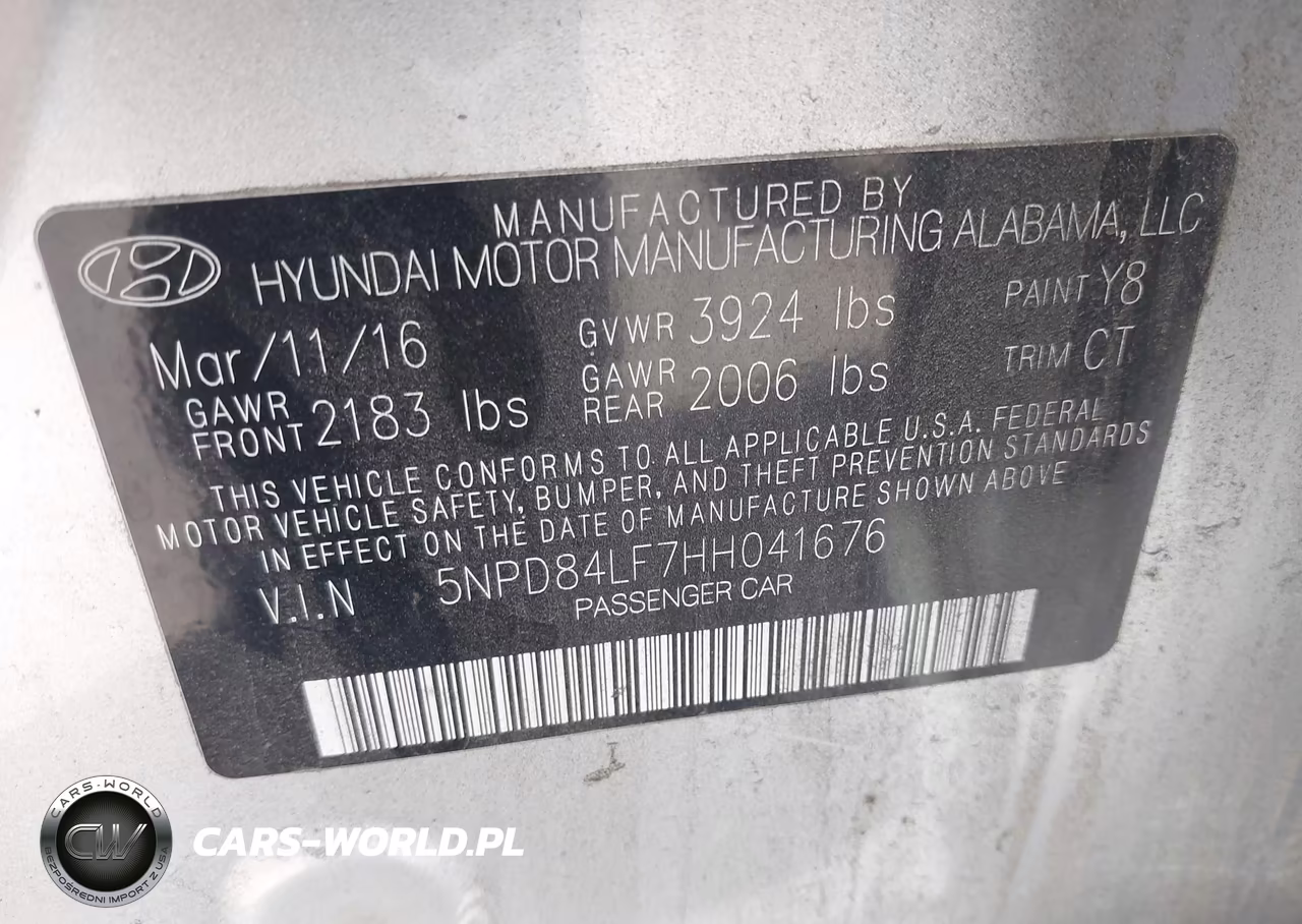 2017 Hyundai Elantra Limited VIN:5NPD84LF7HH041676 - 9