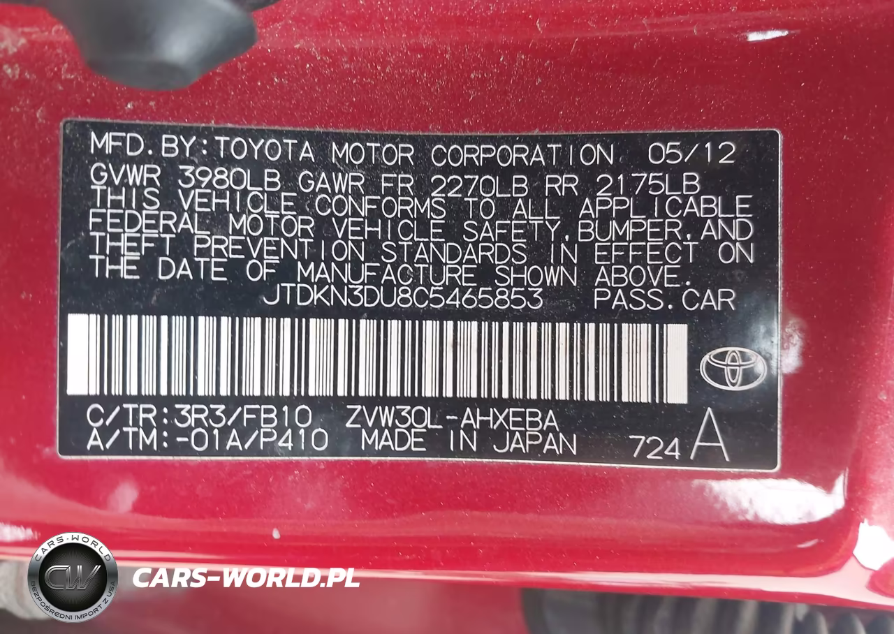 2012 Toyota Prius Three VIN:JTDKN3DU8C5465853 - 9