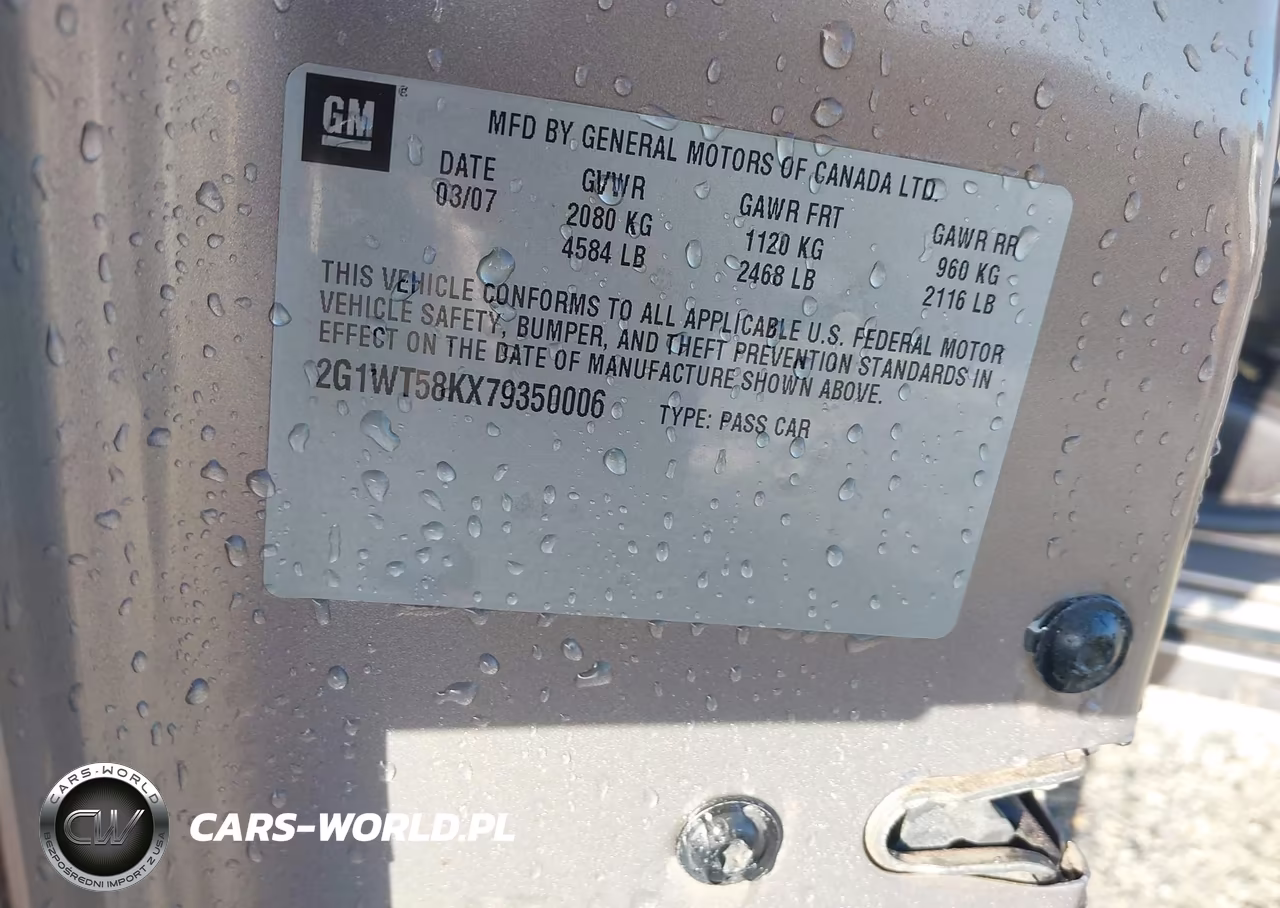 2007 Chevrolet Impala Lt VIN:2G1WT58KX79350006 - 9