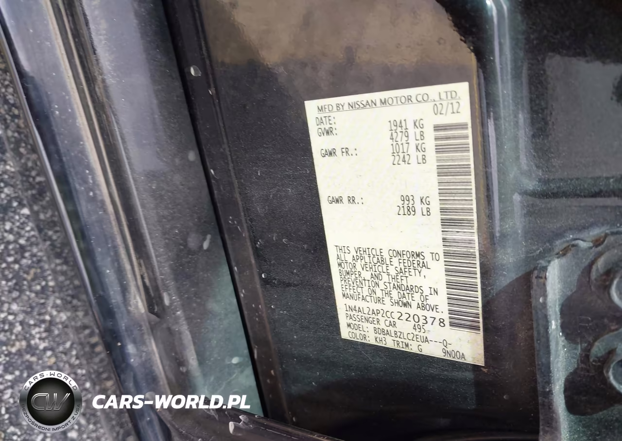 2012 Nissan Altima 2.5 S VIN:1N4AL2AP2CC220378 - 9
