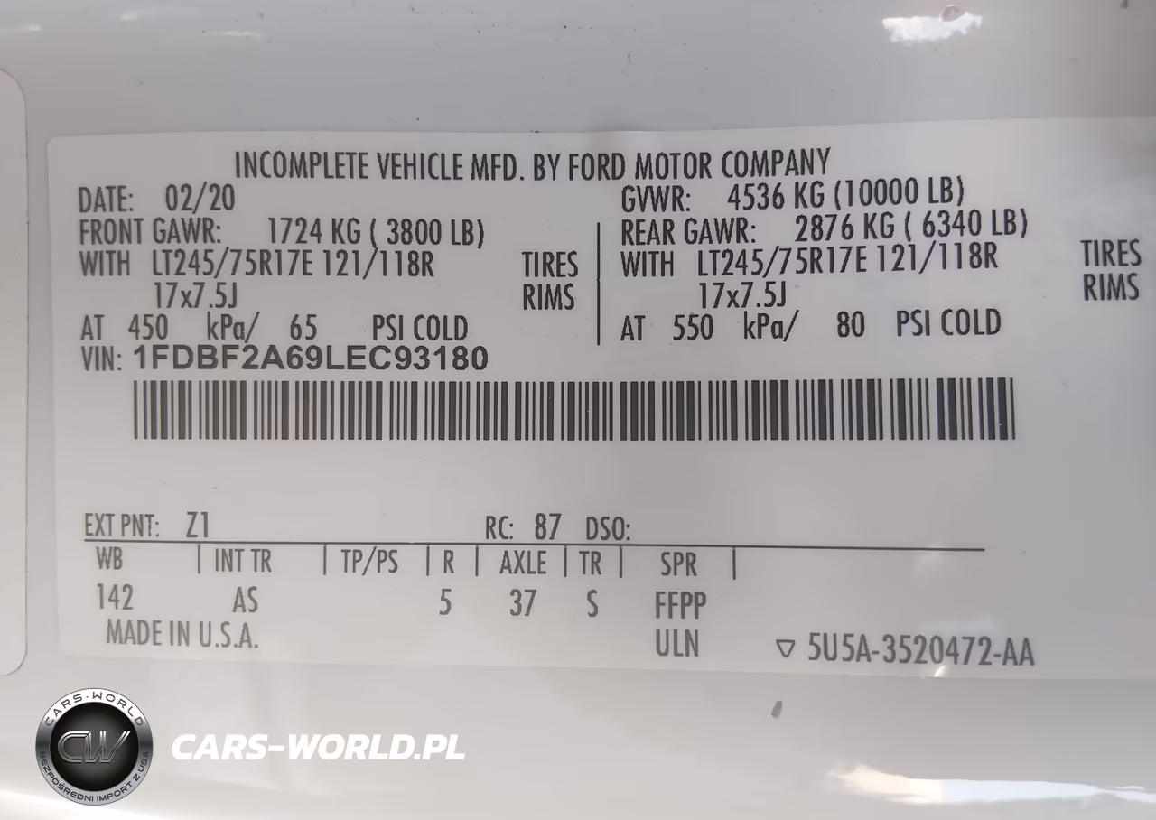 2020 Ford F-250 Xl VIN:1FDBF2A69LEC93180 - 9