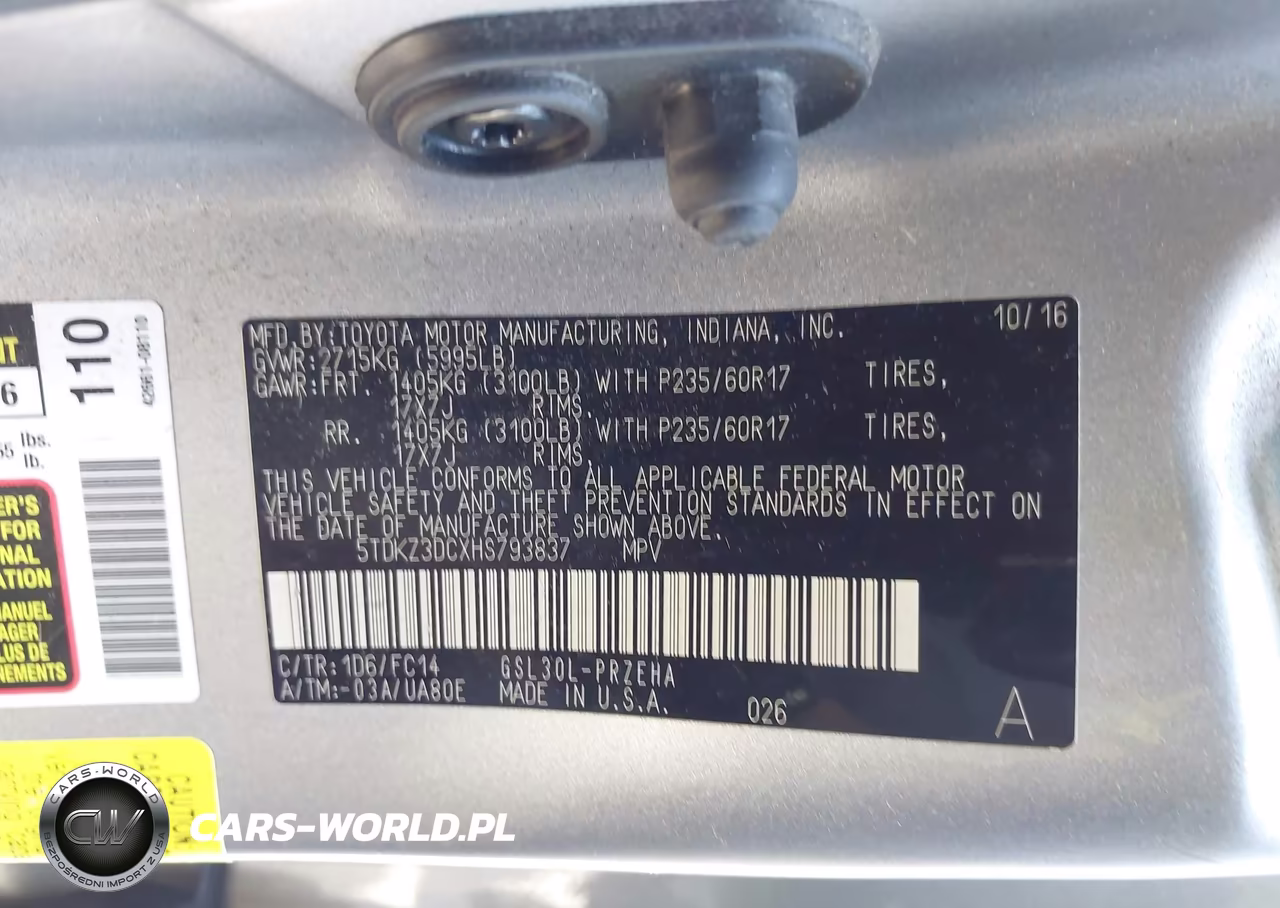 2017 Toyota Sienna Le 8 Passenger VIN:5TDKZ3DCXHS793837 - 9