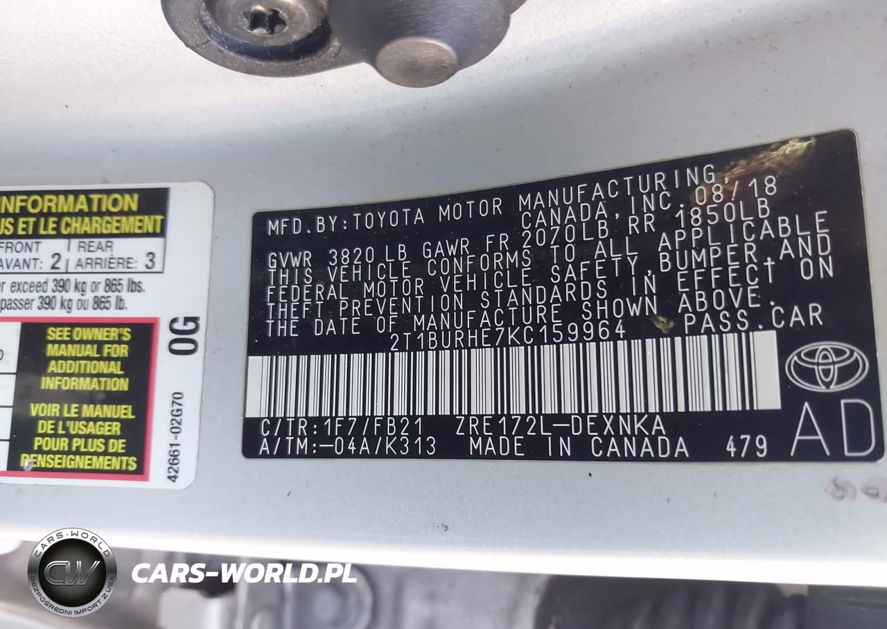 2019 Toyota Corolla Le VIN:2T1BURHE7KC159964 - 9