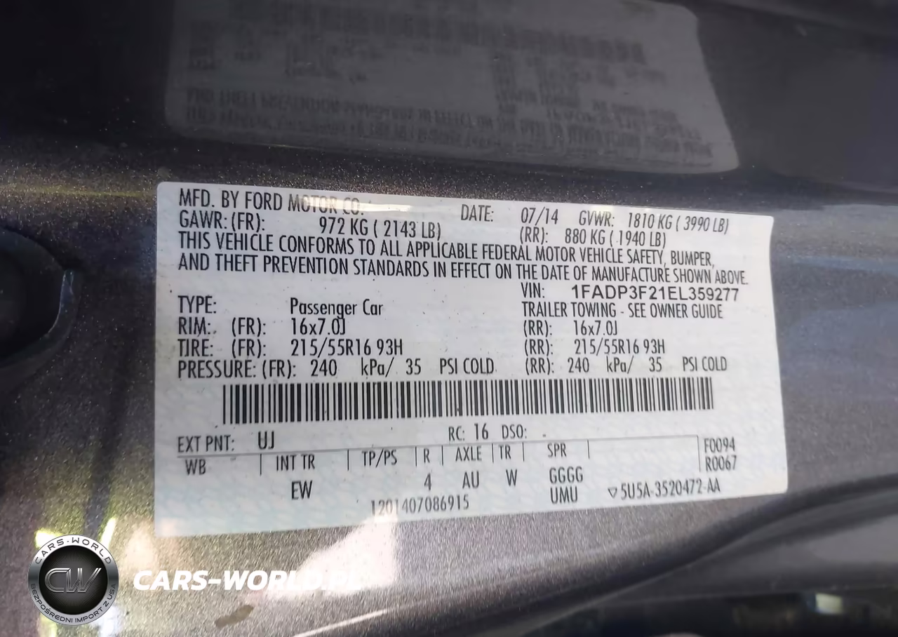 2014 Ford Focus Se VIN:1FADP3F21EL359277 - 9