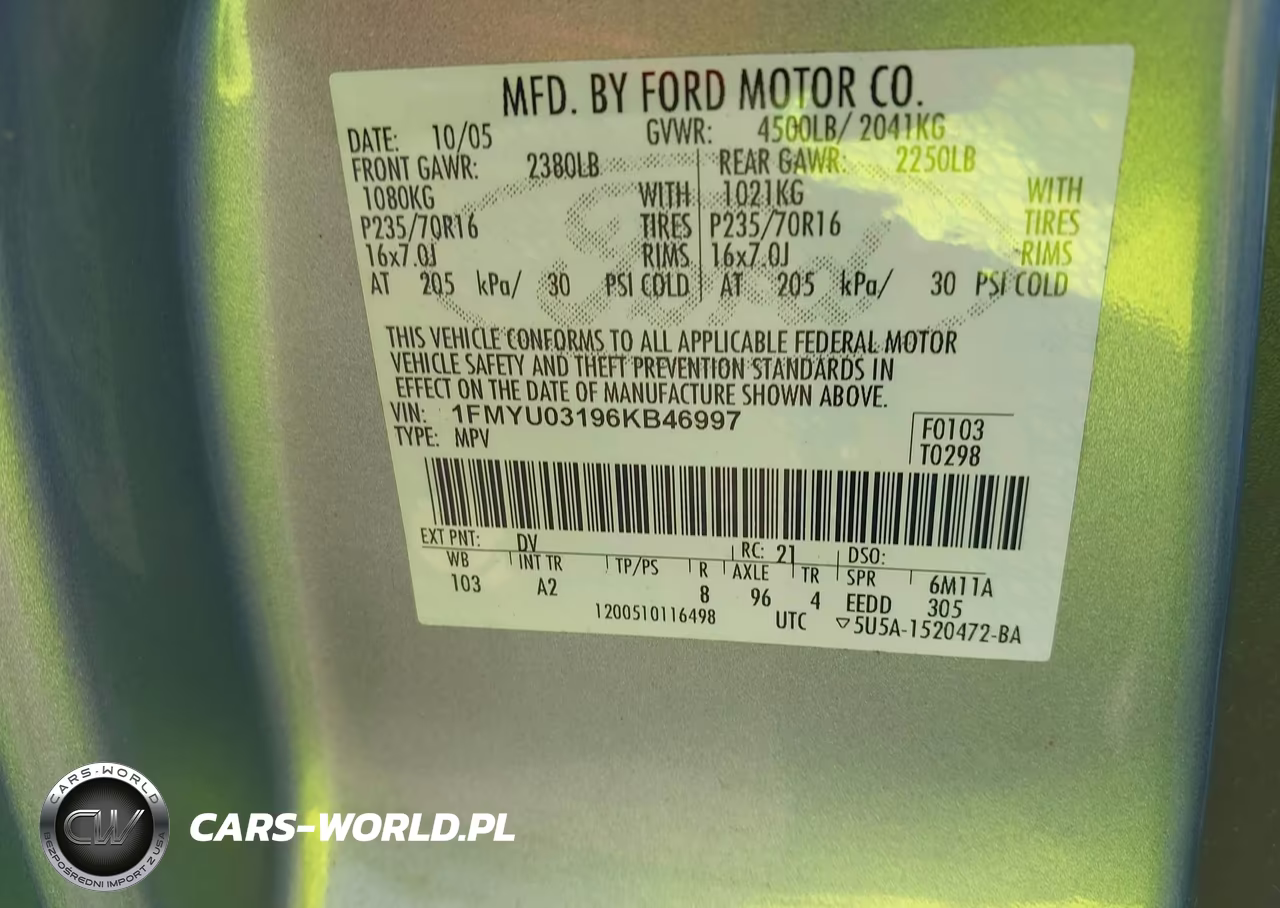 2006 Ford Escape Xlt-Xlt Sport VIN:1FMYU03196KB46997 - 9