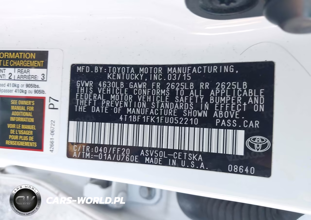 2015 Toyota Camry Se VIN:4T1BF1FK1FU052210 - 9