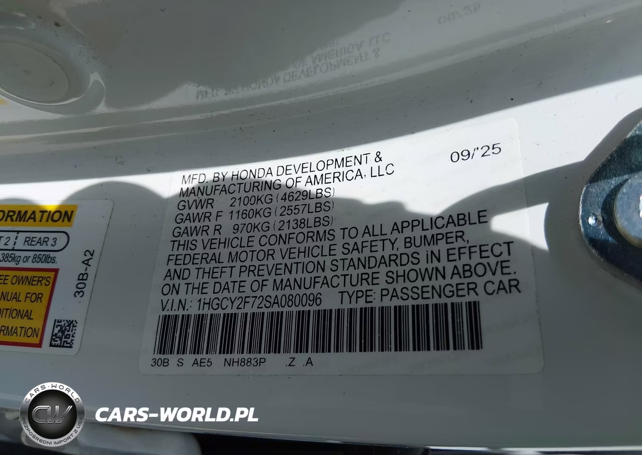 2025 Honda Accord Hybrid Sport-L VIN:1HGCY2F72SA080096 - 9