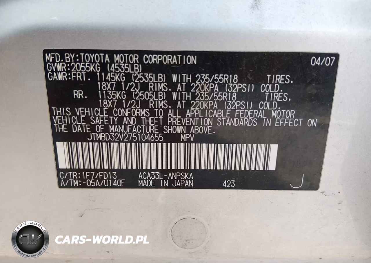 2007 Toyota Rav4 Sport VIN:JTMBD32V275104655 - 9