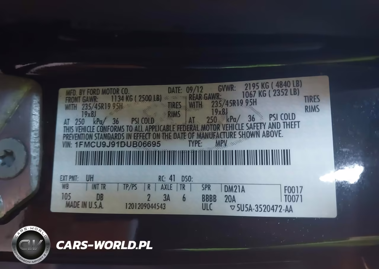 2013 Ford Escape Titanium VIN:1FMCU9J91DUB06695 - 9