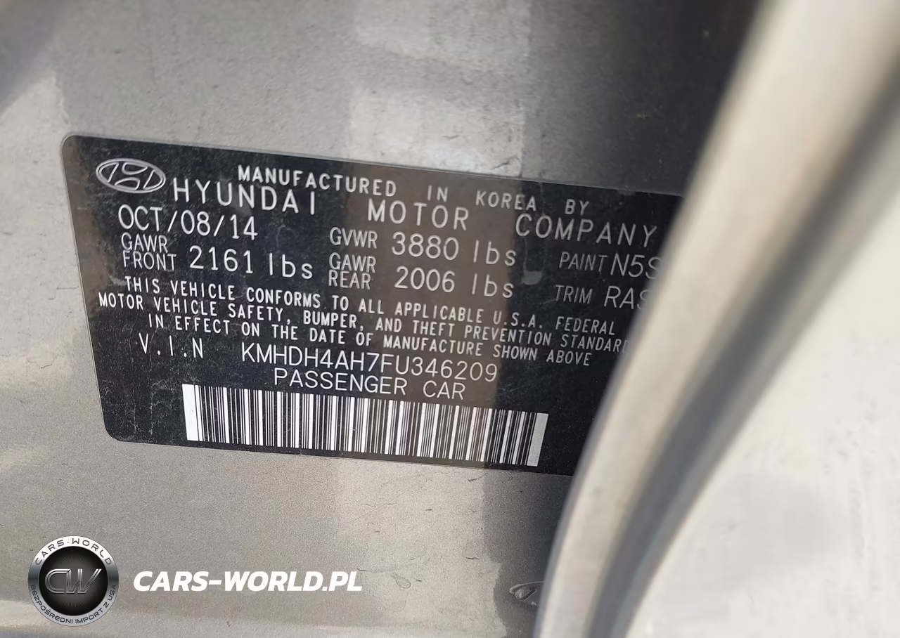 2015 Hyundai Elantra Sport VIN:KMHDH4AH7FU346209 - 9