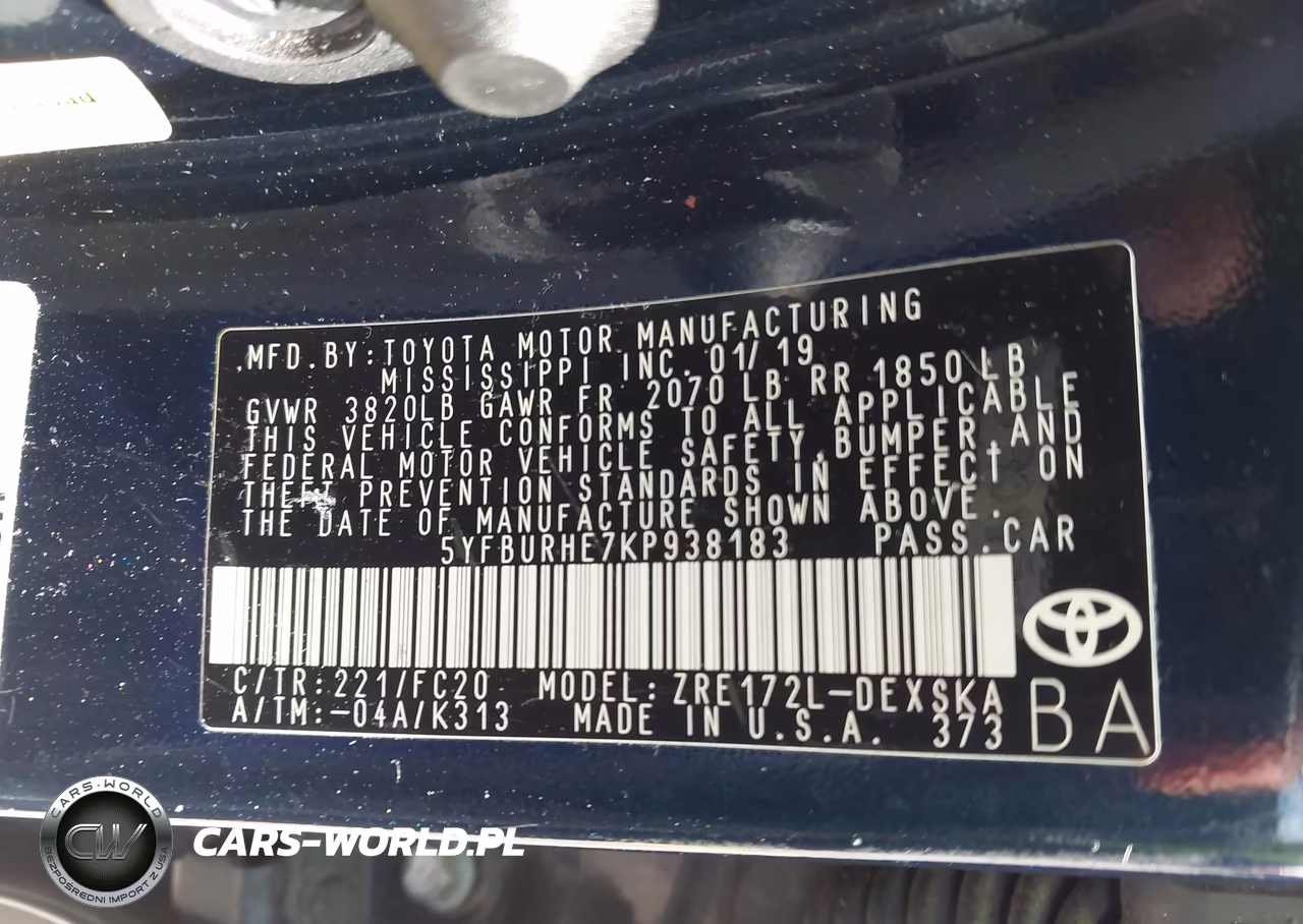 2019 Toyota Corolla Se VIN:5YFBURHE7KP938183 - 9