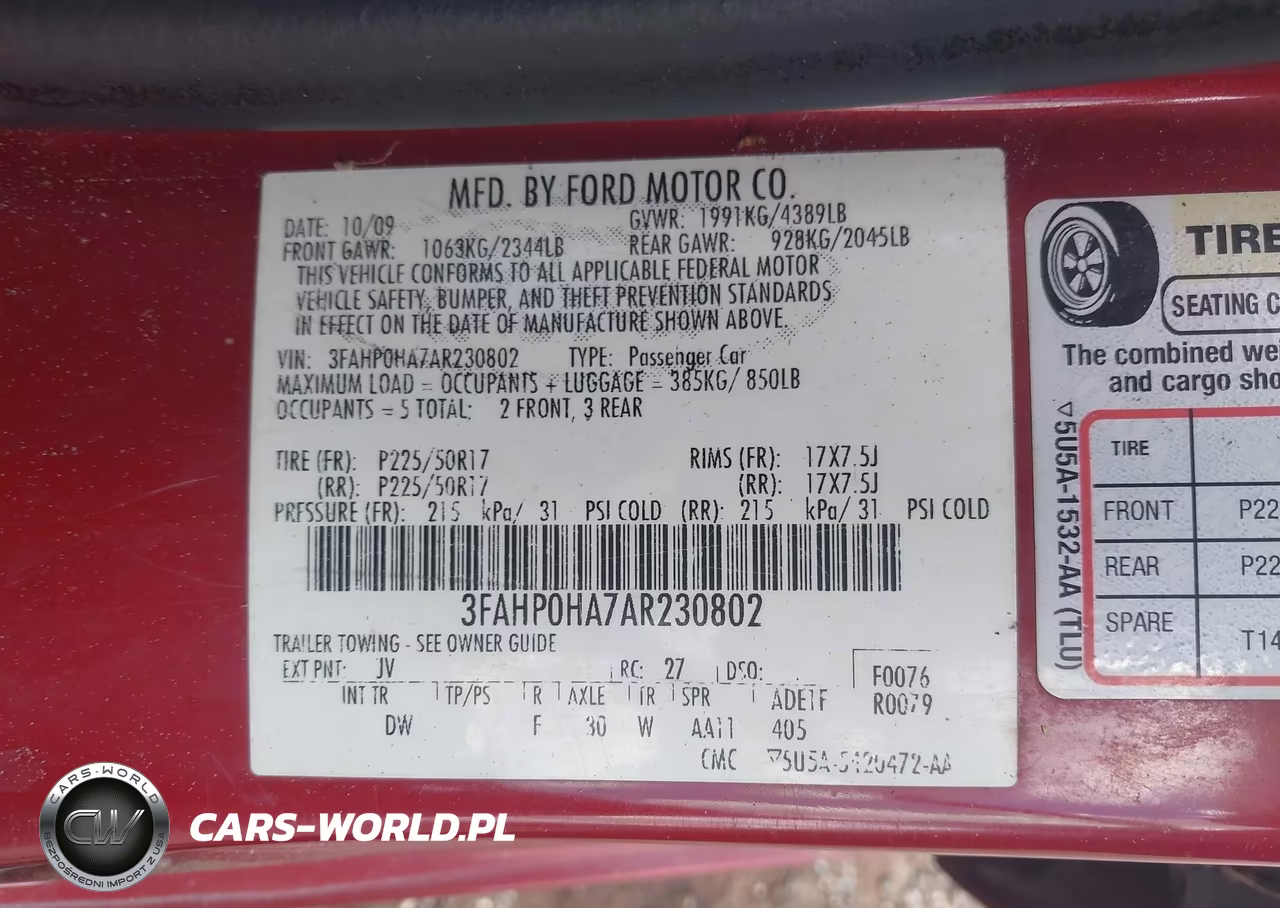 2010 Ford Fusion Se VIN:3FAHP0HA7AR230802 - 9