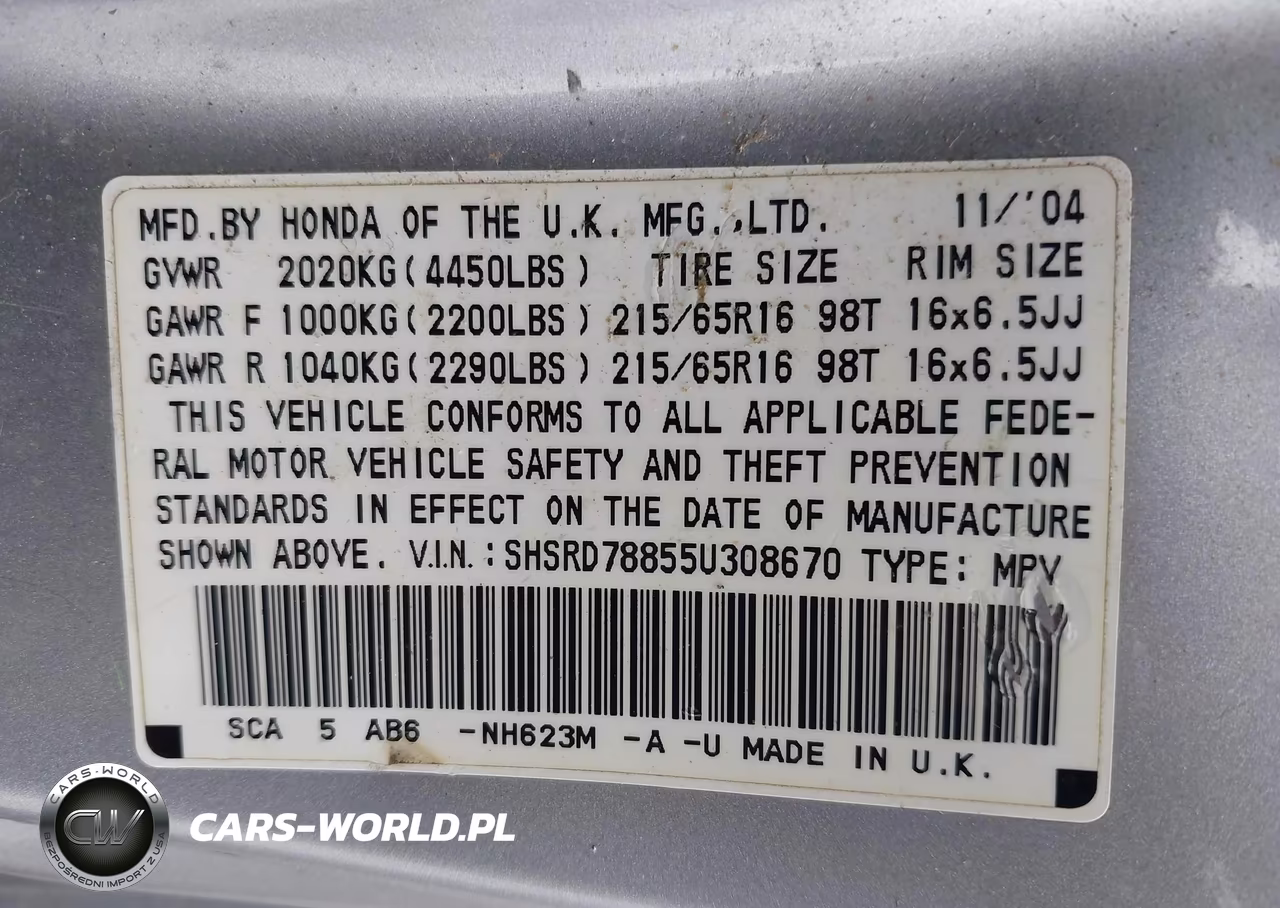 2005 Honda Cr-V Ex VIN:SHSRD78855U308670 - 9