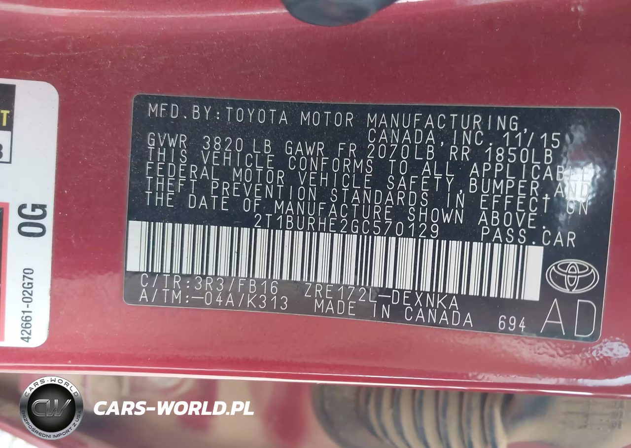 2016 Toyota Corolla Le Plus VIN:2T1BURHE2GC570129 - 9