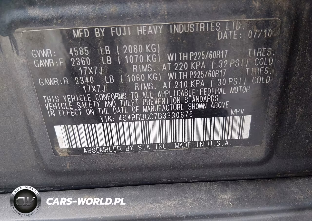 2011 Subaru Outback 2.5I Premium VIN:4S4BRBGC7B3330676 - 9