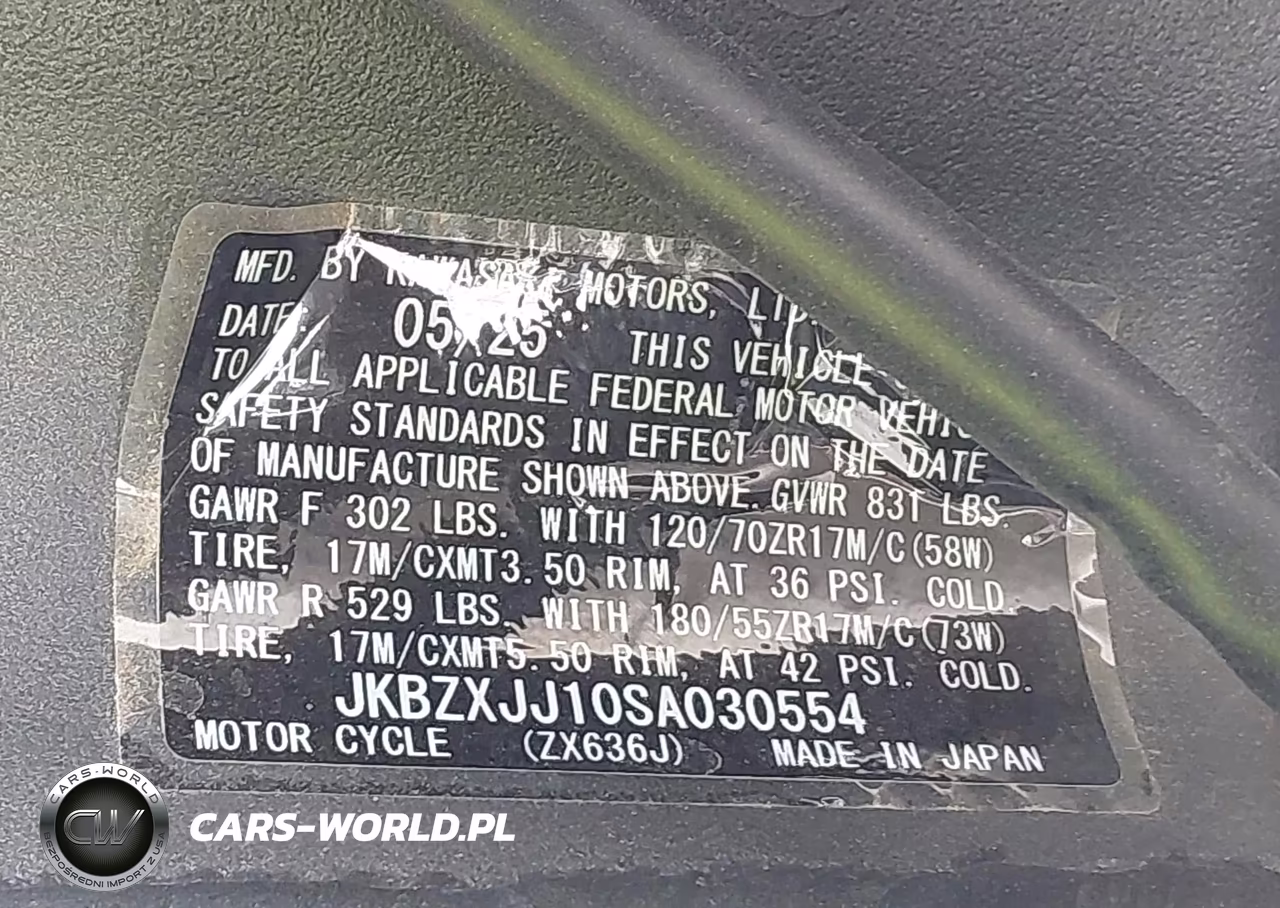 2025 Kawasaki Zx636 K VIN:JKBZXJJ10SA030554 - 10