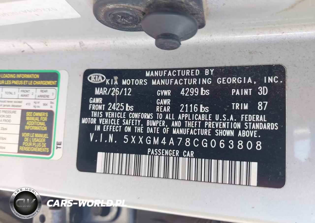 2012 Kia Optima Lx VIN:5XXGM4A78CG063808 - 9