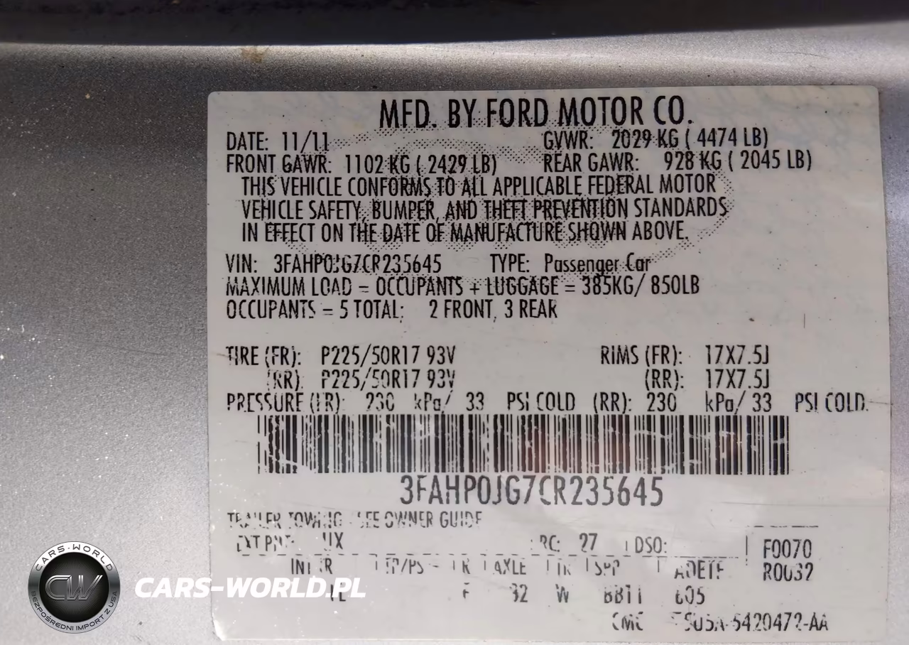 2012 Ford Fusion Sel VIN:3FAHP0JG7CR235645 - 9