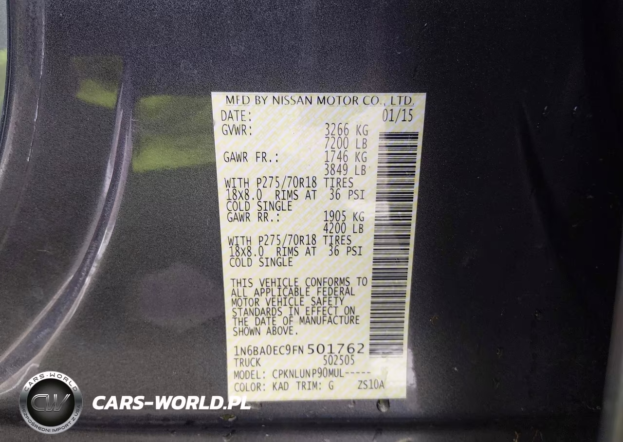 2015 Nissan Titan Pro-4X VIN:1N6BA0EC9FN501762 - 9