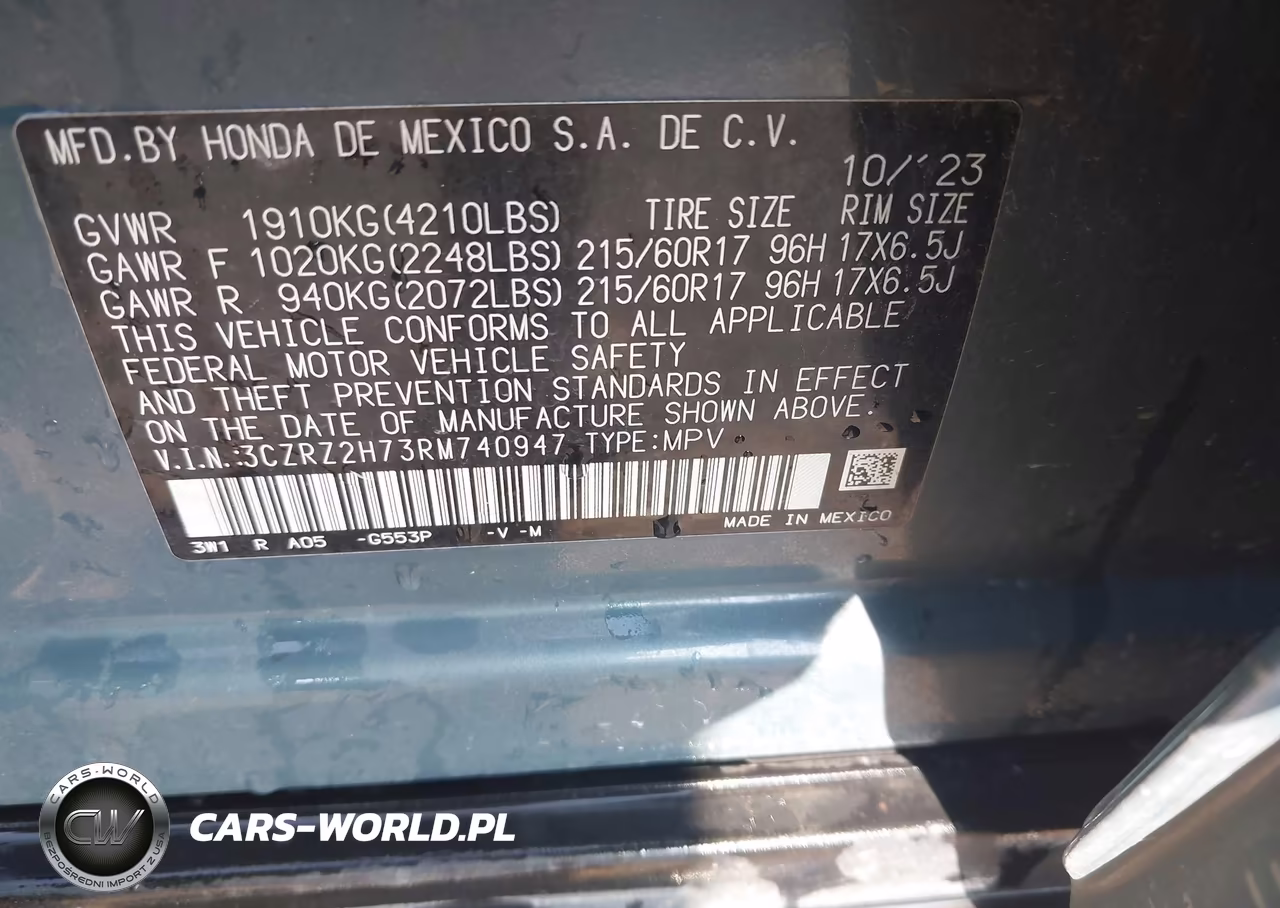 2024 Honda Hr-V Awd Ex-L-Awd Ex-L W-O Bsi VIN:3CZRZ2H73RM740947 - 9