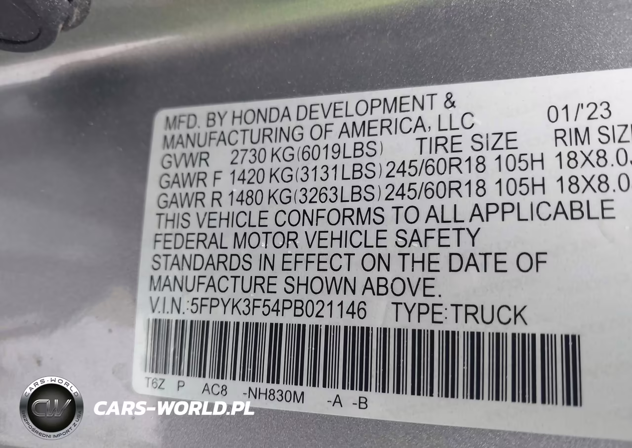 2023 Honda Ridgeline Rtl VIN:5FPYK3F54PB021146 - 9