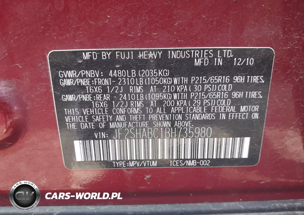 2011 Subaru Forester 2.5X VIN:JF2SHABC1BH735980 - 9