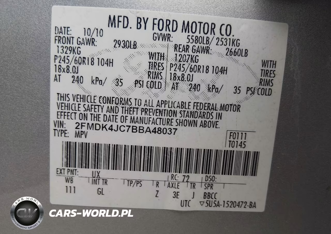 2011 Ford Edge Sel VIN:2FMDK4JC7BBA48037 - 9