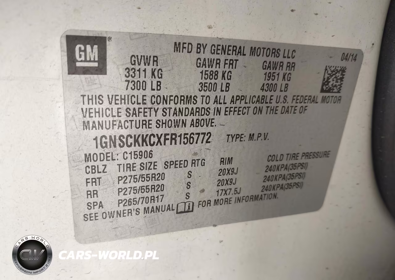 2015 Chevrolet Suburban 1500 Ltz VIN:1GNSCKKCXFR156772 - 9