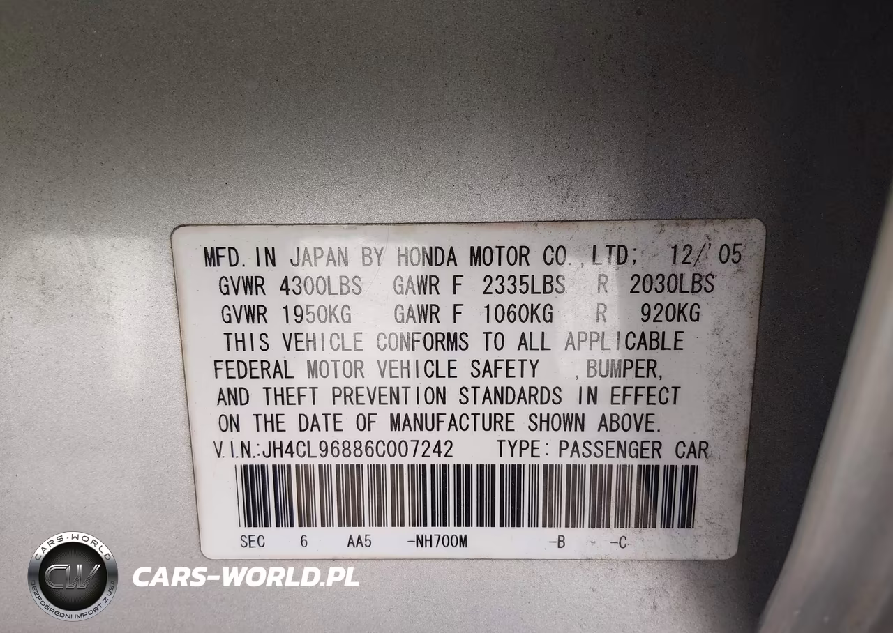 2006 Acura Tsx VIN:JH4CL96886C007242 - 9