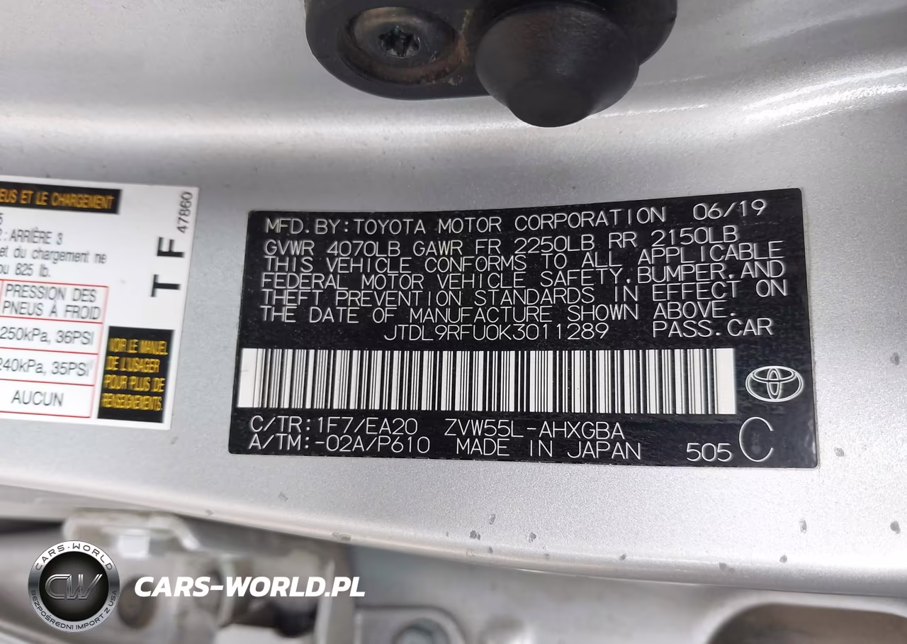 2019 Toyota Prius Xle VIN:JTDL9RFU0K3011289 - 9