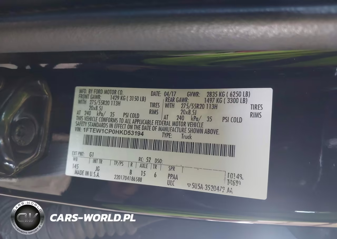 2017 Ford F-150 Xl VIN:1FTEW1CP0HKD53194 - 8