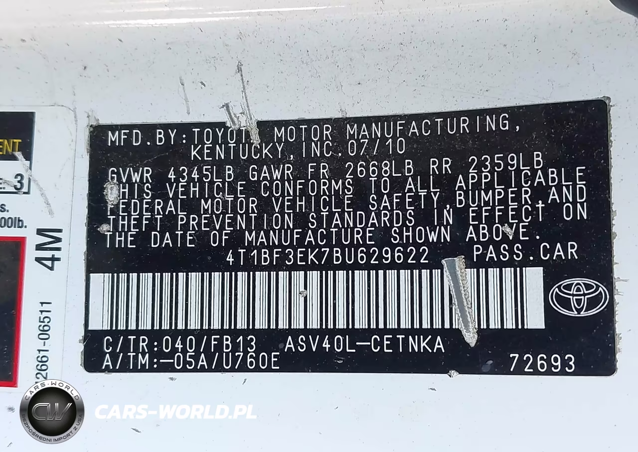 2011 Toyota Camry VIN:4T1BF3EK7BU629622 - 9