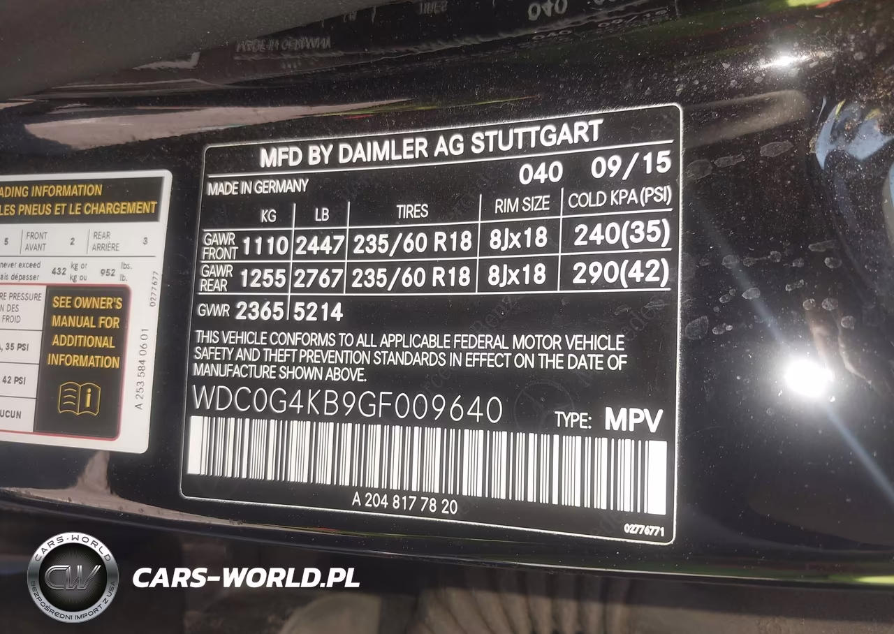 2016 Mercedes-Benz Glc 300 4Matic VIN:WDC0G4KB9GF009640 - 9