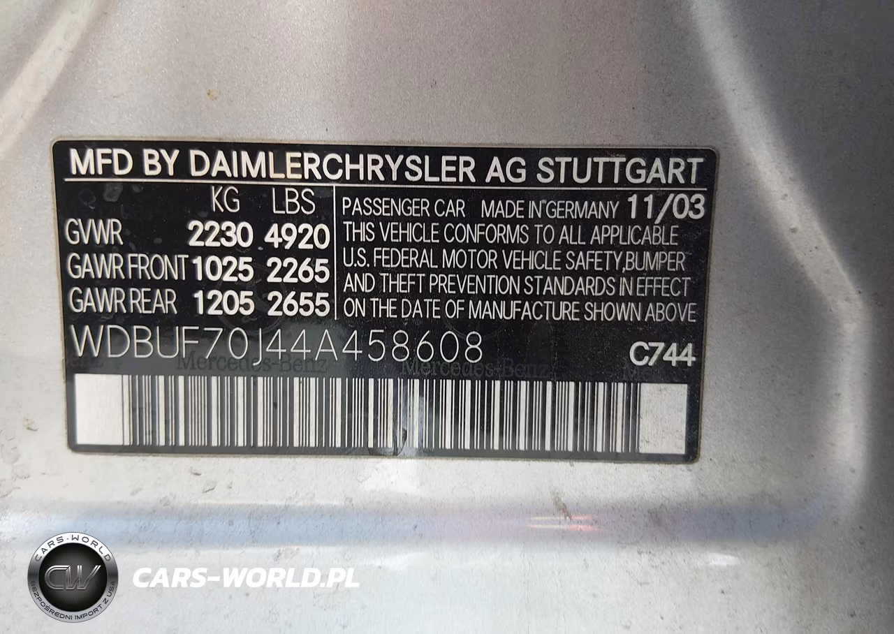 2004 Mercedes-Benz E 500 VIN:WDBUF70J44A458608 - 9