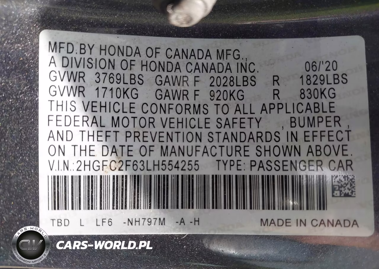 2020 Honda Civic Lx VIN:2HGFC2F63LH554255 - 9
